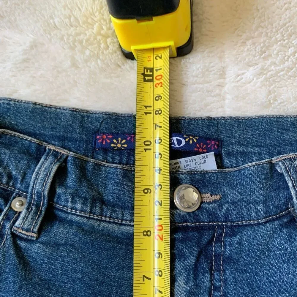 Vintage Y2K QPD Rhinestone Slit Bootcut Jeans Sz 5, Waist 14 - Inseam 30 EUC - Picture 8 of 9